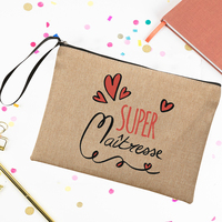 Dziękuję pani makijaż nauczyciel etui Merci Maîtresse nauczyciel worek do przechowywania kosmetyczka torebka woreczki z zamkiem prezent dla nauczycieli 5